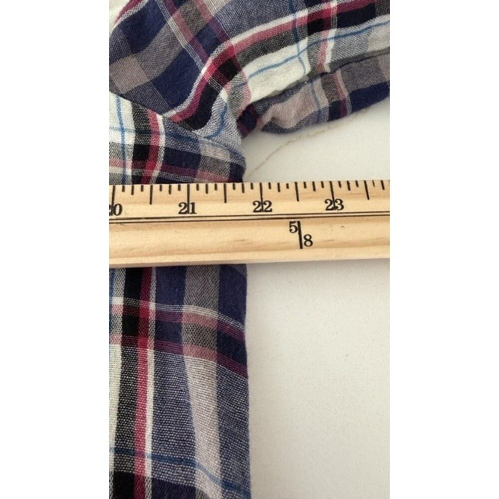 Philosophy Shirt Dress Womens L Plaid Floral Mixed Print Button Front Boho Midi - Picture 10 of 11